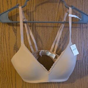 Aerie Women's Nude Lace Trim Bralette